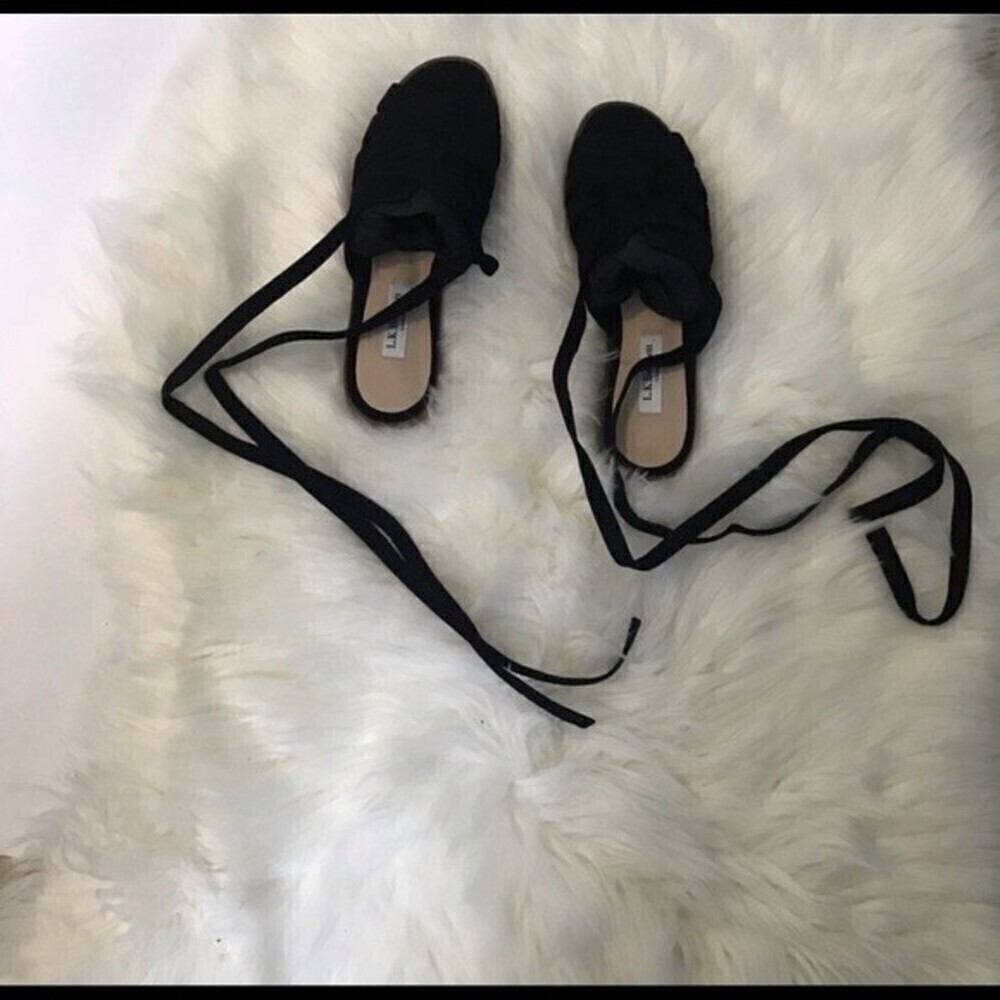 L.k. Bennett Selma Suede Bla-black Ankle wrap flat